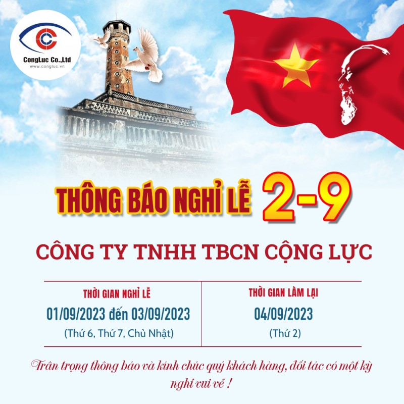 Camera Cộng Lực Thông Báo Lịch Nghỉ Lễ Quốc Khánh 2/9/2023