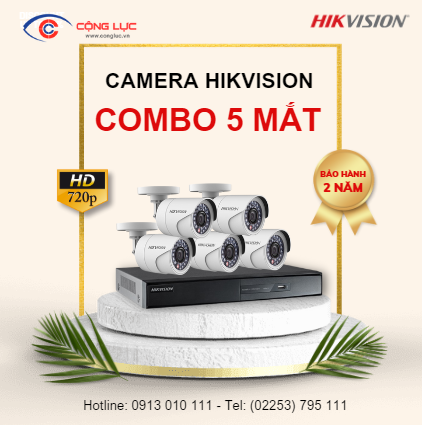 Trọn Bộ 5 Camera Hikvision 1 Megapixel