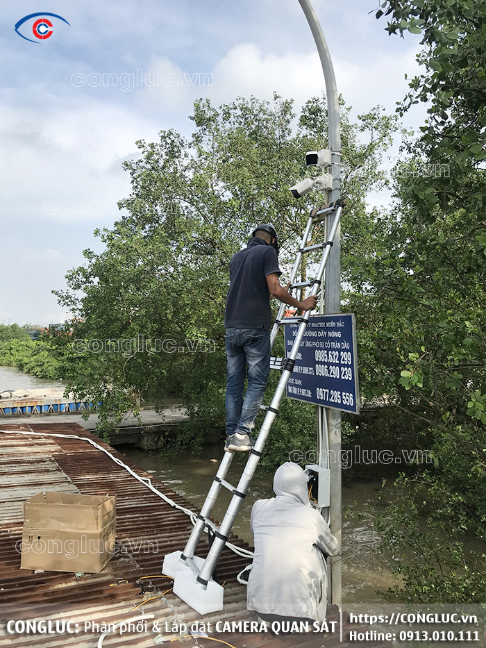 hình ảnh lắp đặt camera ở cầu cảng hải phòng