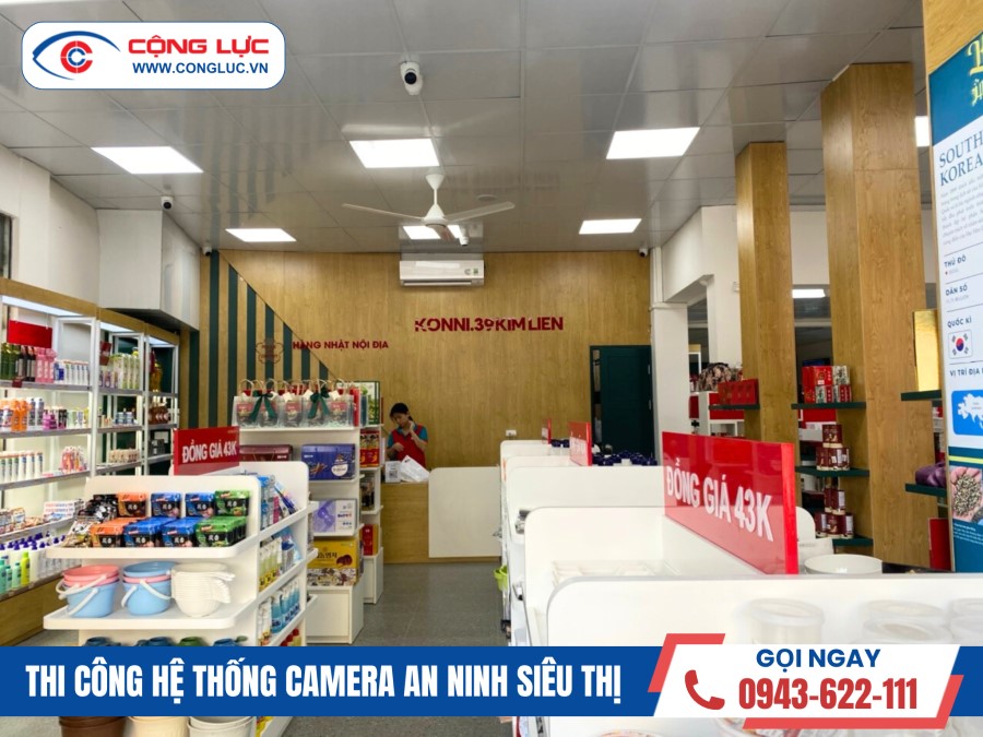 thi công hệ thống camera an ninh và loa tại siêu thị konni 39