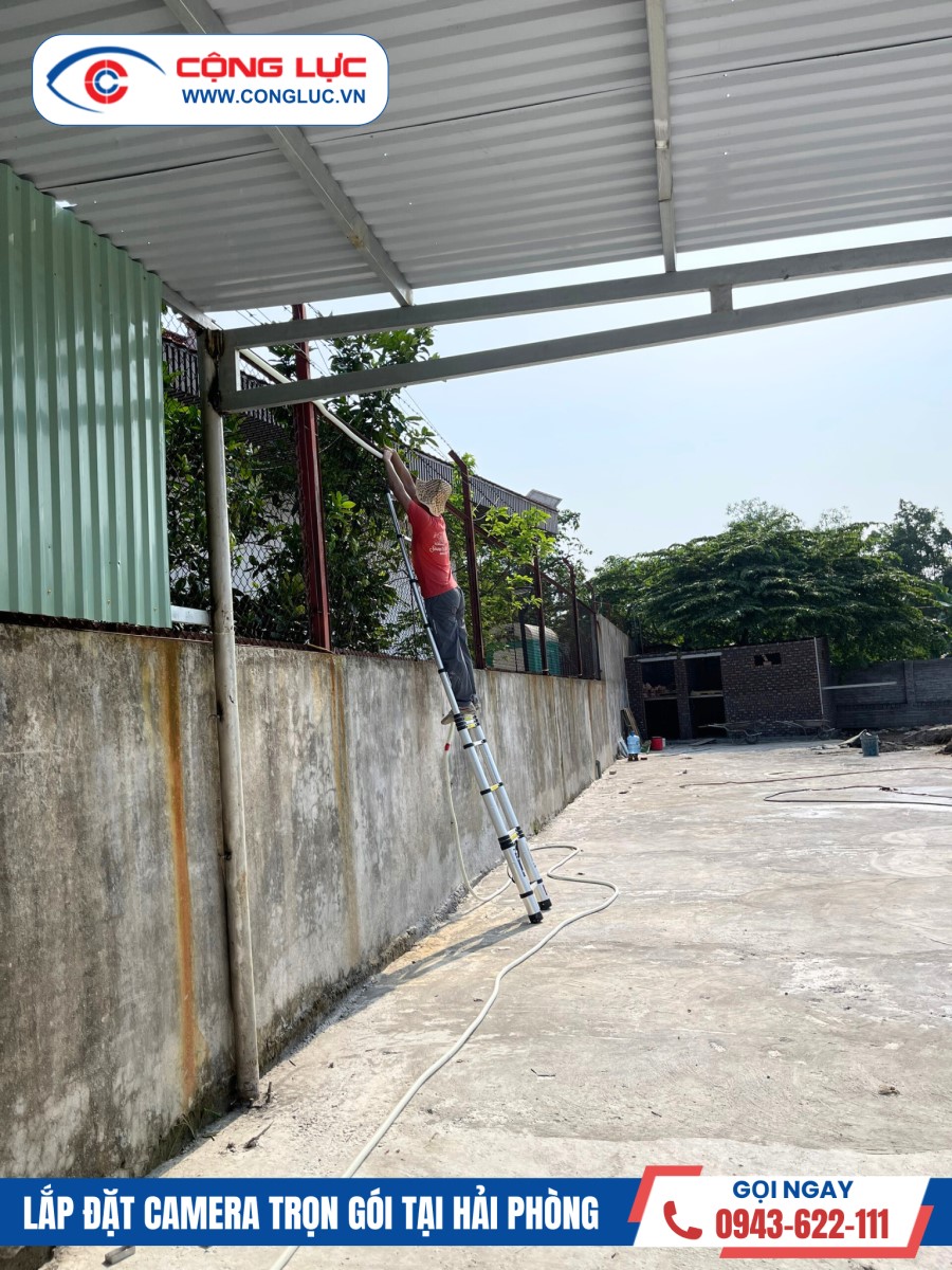 thi công lắp hệ thống camera nhà xưởng công ty song hoàng tại dương kinh 8