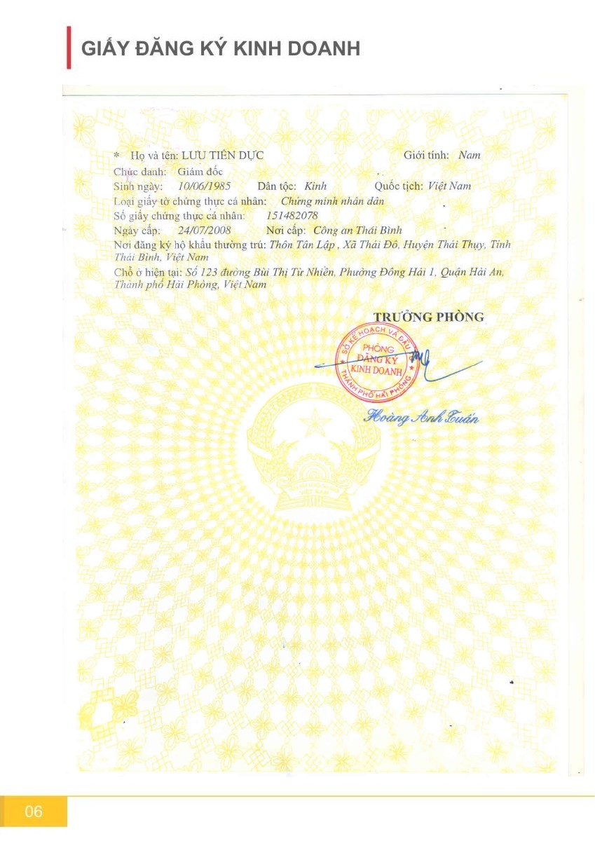 Vốn điều lệ công ty TNHH thiết bị công nghệ anh ninh Cộng Lực