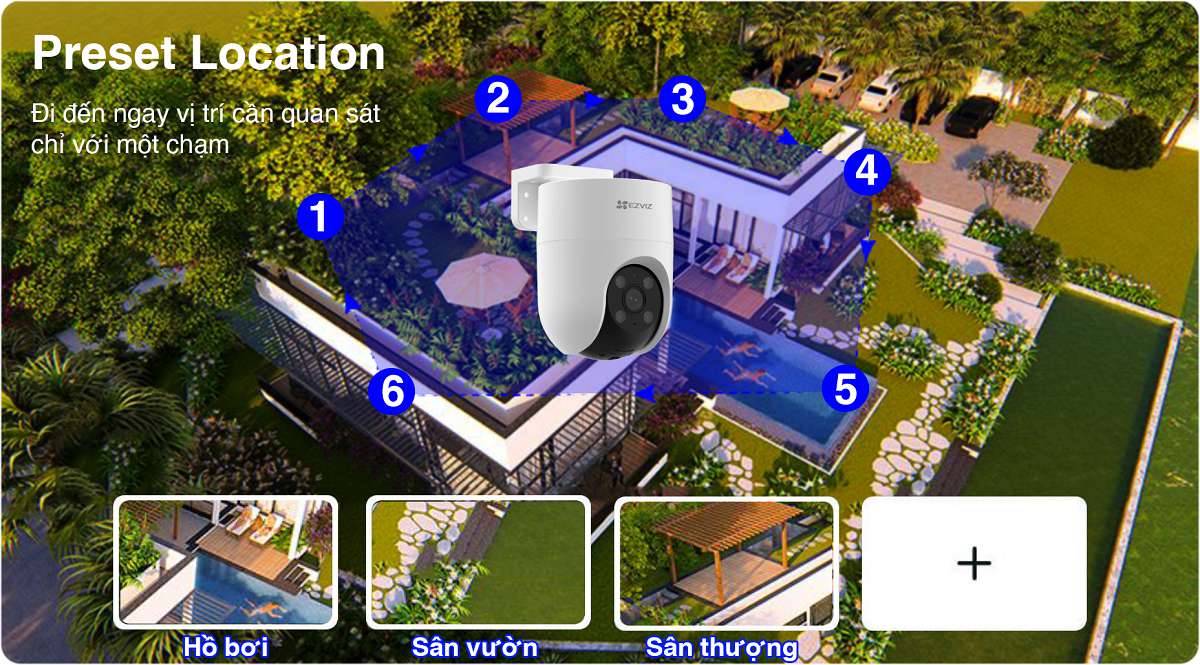 Camera wifi ezviz h8c 2k+ 4MP cho phép xem toàn cảnh
