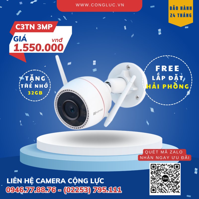 bán camera wifi ezviz c3tn 3mp ngoài trời giá rẻ tại hải phòng
