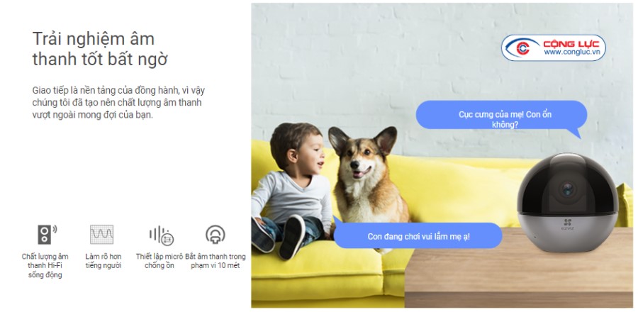 Camera wifi ezviz e6 3k 5mp trò chuyện 2 chiều to rõ ràng