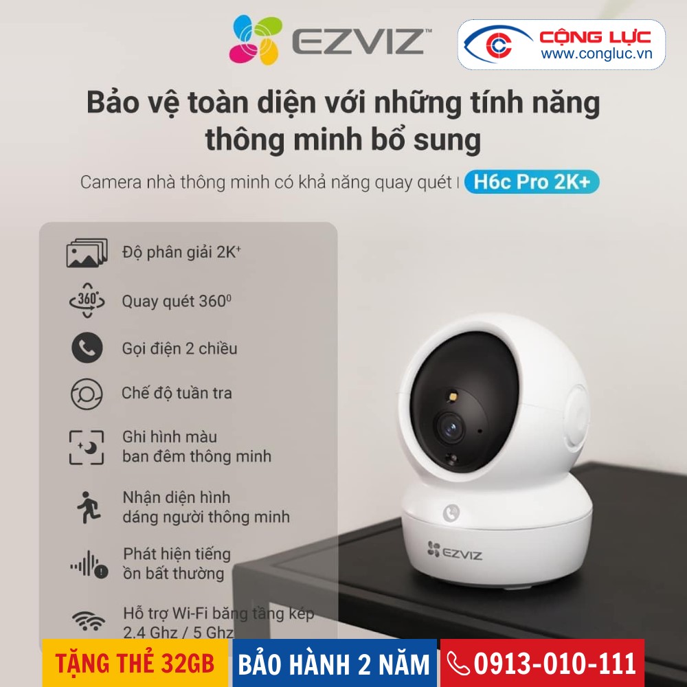 camera wifi ezviz h6c pro 4mp 2K+ tích hợp nhiều tính năng hiện đại