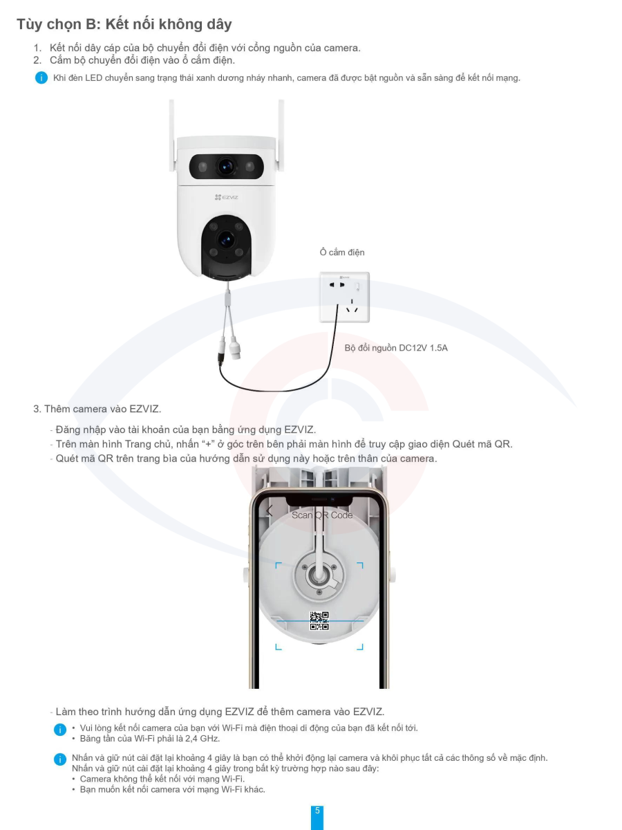 hướng dẫn sử dụng camera wifi 2 ống kính ngoài trời Ezviz H9C 6MP-15