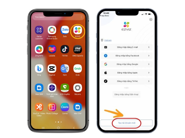 phần mềm xem camera ezviz trên điện thoại di động