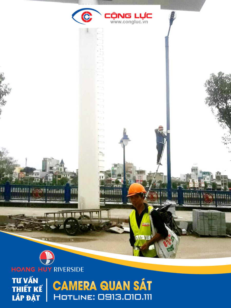 hình ảnh lắp đặt camera quan sát dự án hoàng huy riverside sông cấm 3
