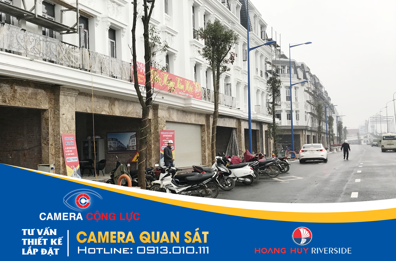 hình ảnh thi công hệ thống camera tại khu dự án Hoàng Huy Riverside