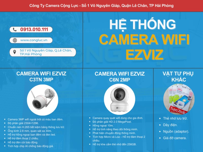 trọn bộ camera wifi ezviz lắp đặt cho gia đình anh Phượng Ngã Tư Long thành