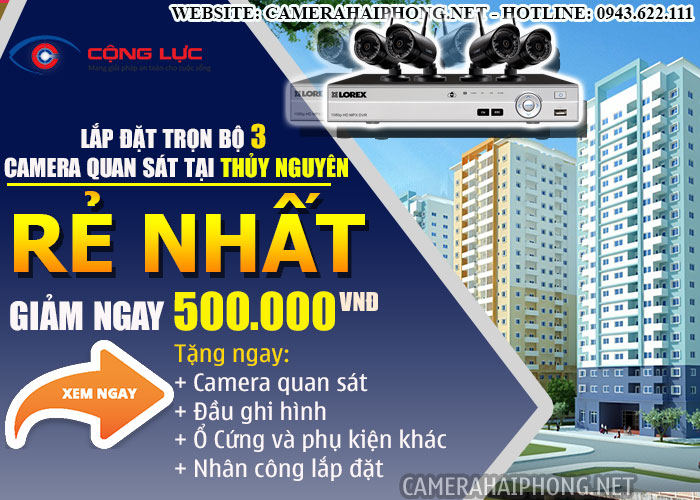 đại lý lắp đặt trọn bộ 3 camera quan sát tại thủy nguyên giá rẻ