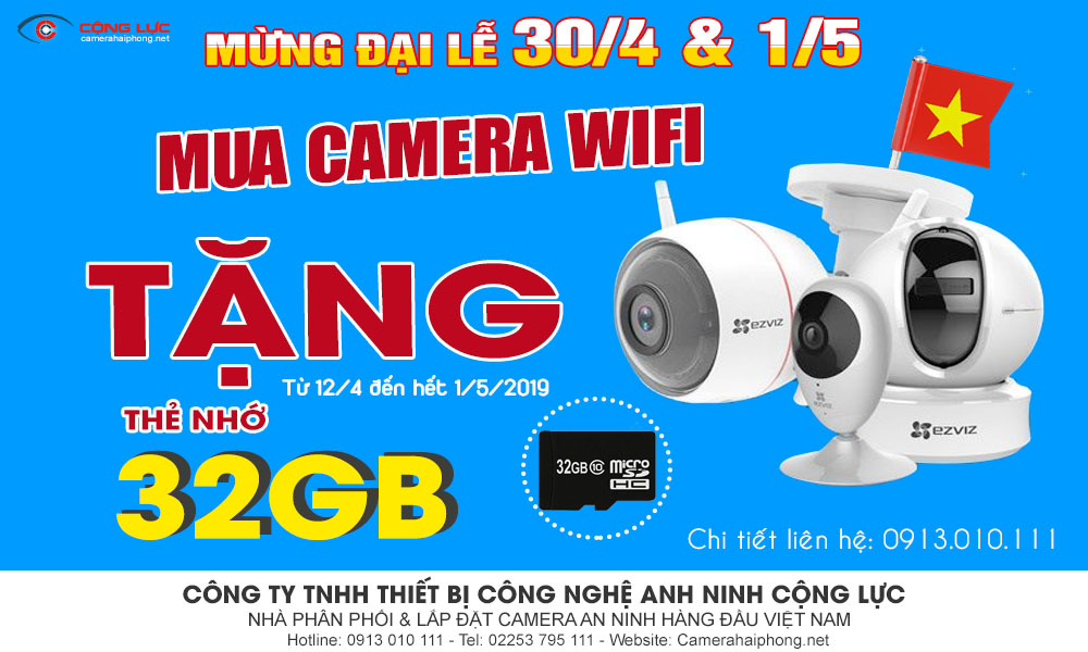 camera hải phòng cộng lực khuyến mãi mua camera wifi tặng thẻ nhớ 32gb