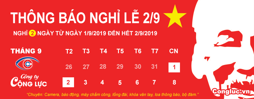 camera cộng lực hải phòng thông báo lịch nghỉ lễ quốc khánh 2/9 năm 2019