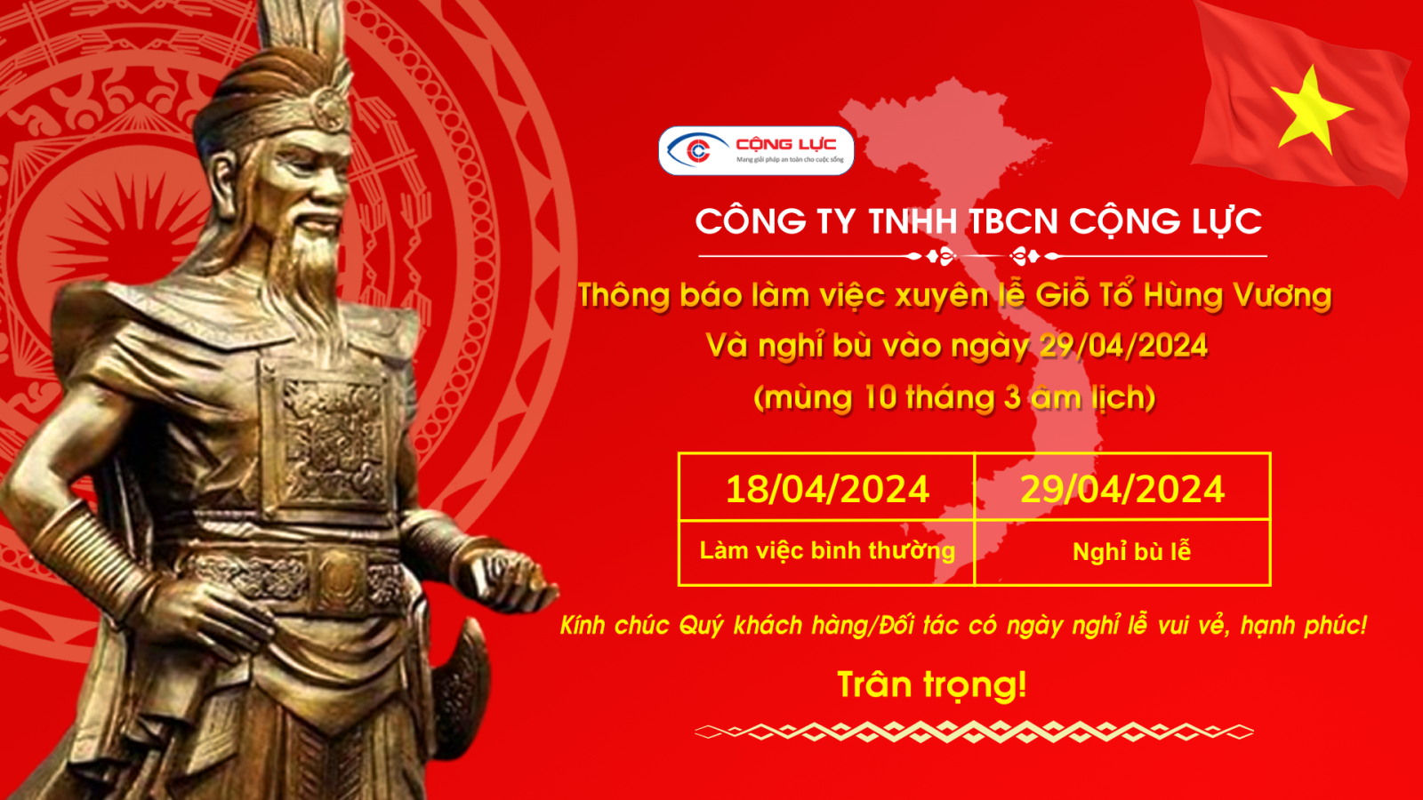 Camera Cộng Lực thông báo làm việc xuyên lễ giỗ tổ hùng vương 10 tháng 3