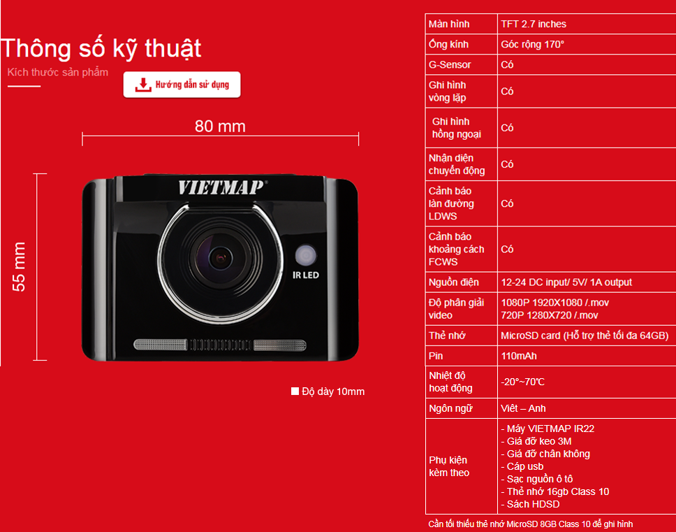 camera hành trình vietmap hồng ngoại ir22 chính hãng