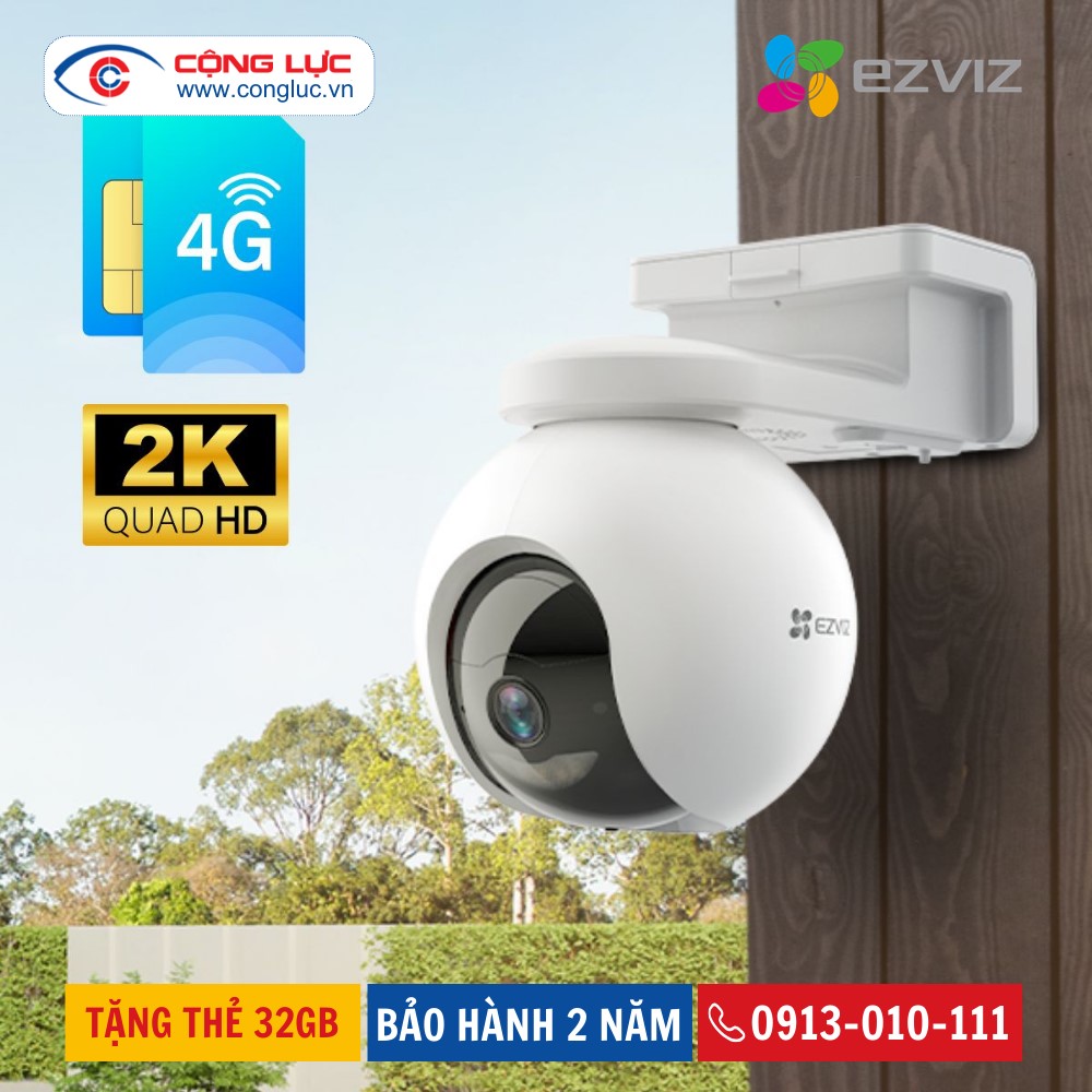 Camera Wifi Quay Quét Dùng Pin EZVIZ EB8 4G 2K