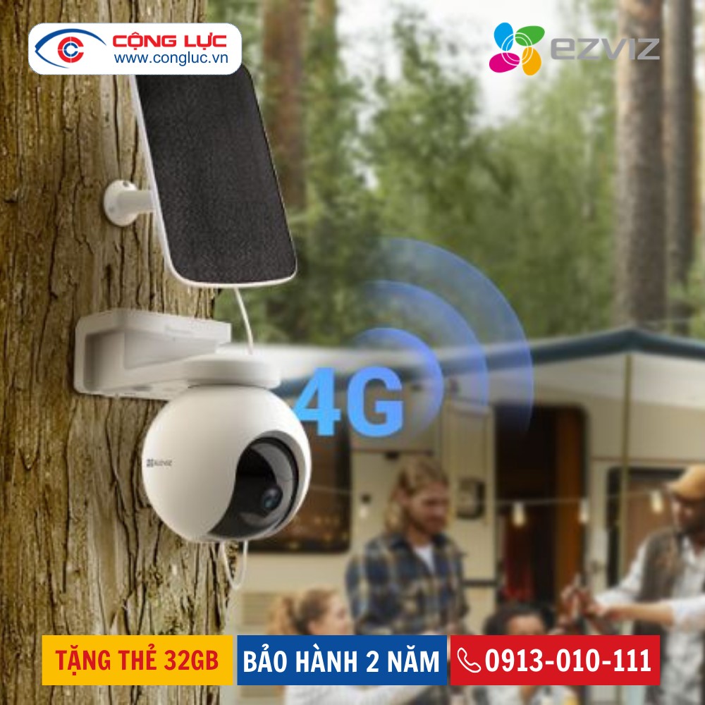 Camera Sim 4G Ezviz EB8 2K. Sạc Pin bằng năng lượng mặt trời