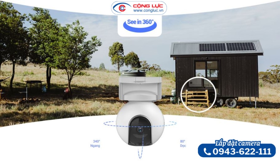 Camera Sim 4G Ezviz EB8 2K quay quét 360 độ thông minh
