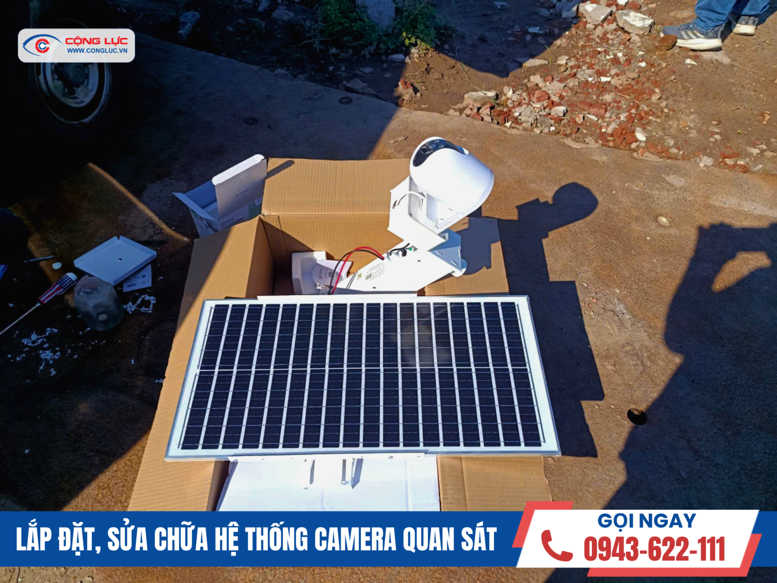 Lắp camera Sim 4G và Pin năng lượng mặt trời giám sát công trường xây dựng