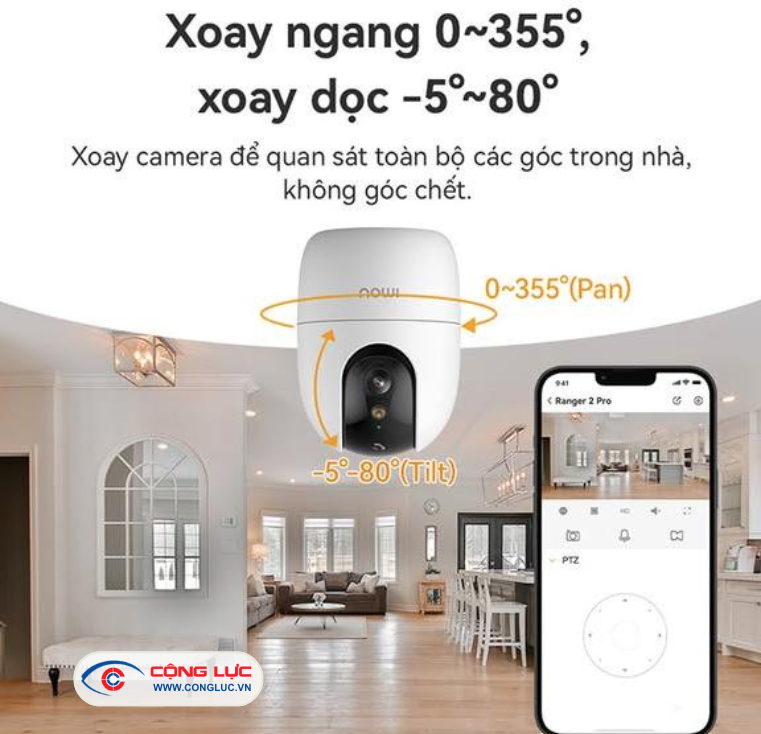 Camera Imou Ranger 2 Pro quan sát toàn cảnh 355 độ