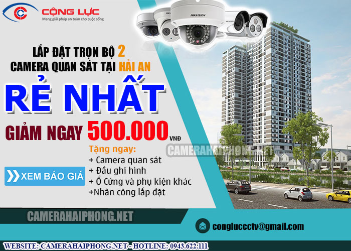 địa lý lắp đặt trọn bộ 2 camera quan sát tại Hải an giá rẻ