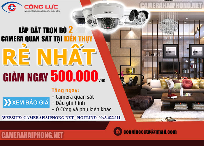 đại lý lắp đặt trọn bộ 2 camera quan sát giá rẻ tại Kiến thụy