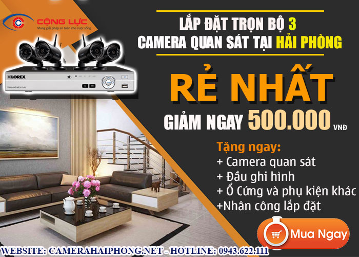 đại lý lắp đặt trọn bộ 3 camera quan sát tại hải phòng giá rẻ